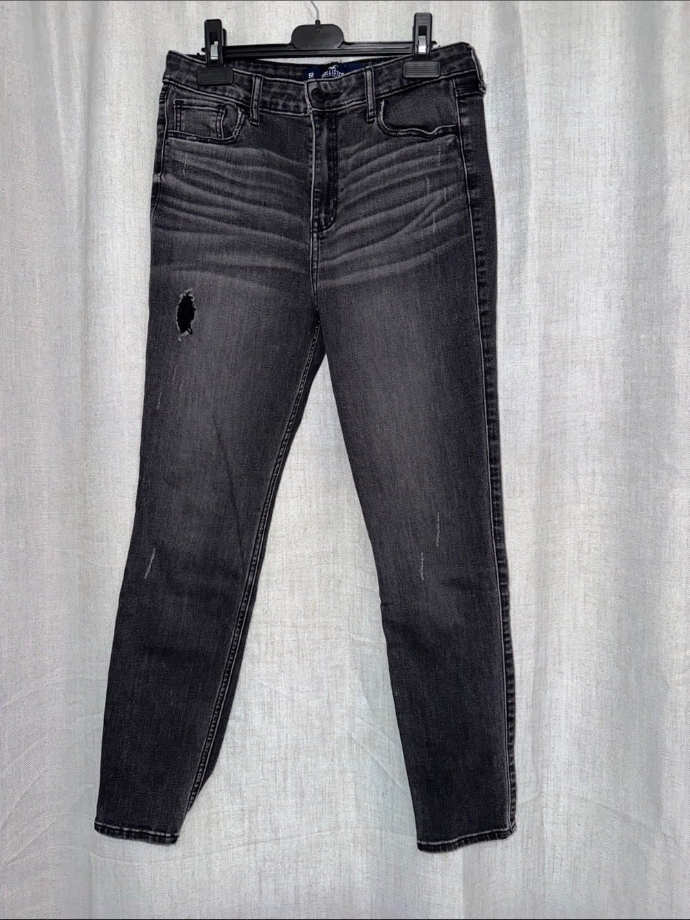 Hollister High Rise Super Skinny Jeans Washed Black Distressed
